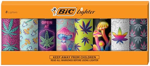 BIC Maxi Pocket Lighter, Special Edition Counterculture Series, 8 Count Pack of Lighters