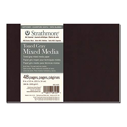 Image of Strathmore 400 Series Softcover Toned Mixed Media Journal, 184lb Paper, Cool Gray, 8 x 5.5 inches, 24 Sheets (481-405)
