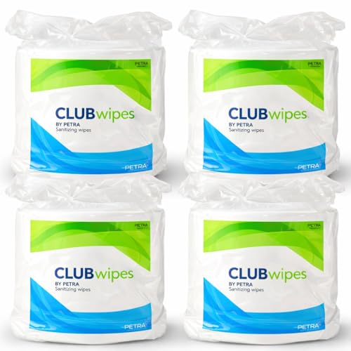 Image of CLUBwipes Gym Equipment Wipes Refill Rolls - 6000 Bulk Sanitizing Wipes for Fitness Centers, Gyms & Wellness Facilities - Commercial Cleaning Wipes for Gym Equipment - 4 x 1500 Roll Refill Pack