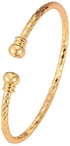 Unisex Simple Cuff Bracelet 18K Real Gold Platinum Plated Fine Bracelets Fashion Jewelry Open Bangle Cuff Bracelets, Twisted or Heart Style