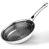 ROVSUN 10'' Non-stick Frying Pan, Tri-ply Stainless Steel Nonstick Skillet, Non-Toxic RV Kitchen Set Chef's Pan, PFOA & PTFE Free, Compatible for All Cooktops