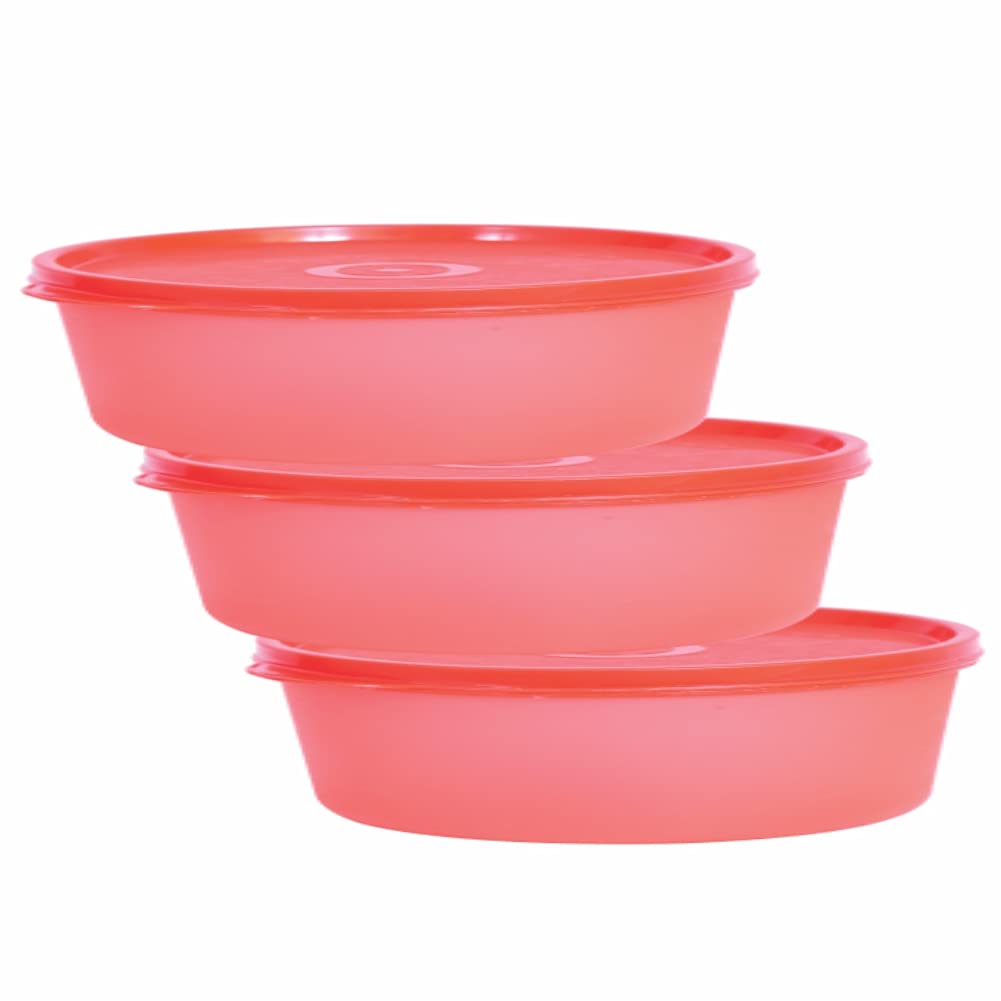 Wonder Simply Home Super Fresh 450 Multipurpose Storage Container Set | For Salad, Sweets, Fruits | For Home Kitchen and Office | Pack of 3 | 450 ml | Red Color