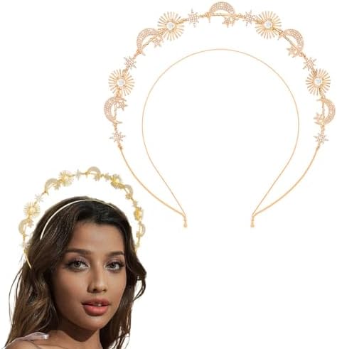 YAEISM Silver Halo Crown Moon Stars Goddess Crown Alloy Goddess Headpiece Party