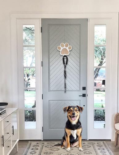 Gxdamxz Hundegarderobe, Hunde Garderobe Holz, Hundeleinenhalter Wand für Halsband & Hundezubehör, Dog Leash Holder for Wall, Weiß