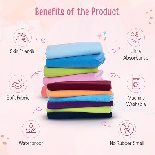 LuvLap Instadry Waterproof Baby Dry Sheet, Large Size 100x140 cm, Extra Absorbent Quick Dry Sheet for New Born,Toddler, Anti-Piling Fleece for Baby, Bed Protector, Pack of 2, Sky Blue & Salmon Rose