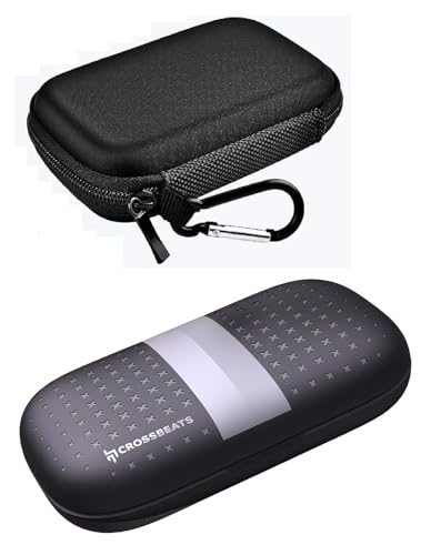 VERTUS® Storage Bag for CrossBeats Earbuds, Shockproof Travel Organizer Storage Case Cover for CrossBeats Arc Buds OWS Open Ear Wireless Earbuds with Carabiner (Device is not Included) (Black)