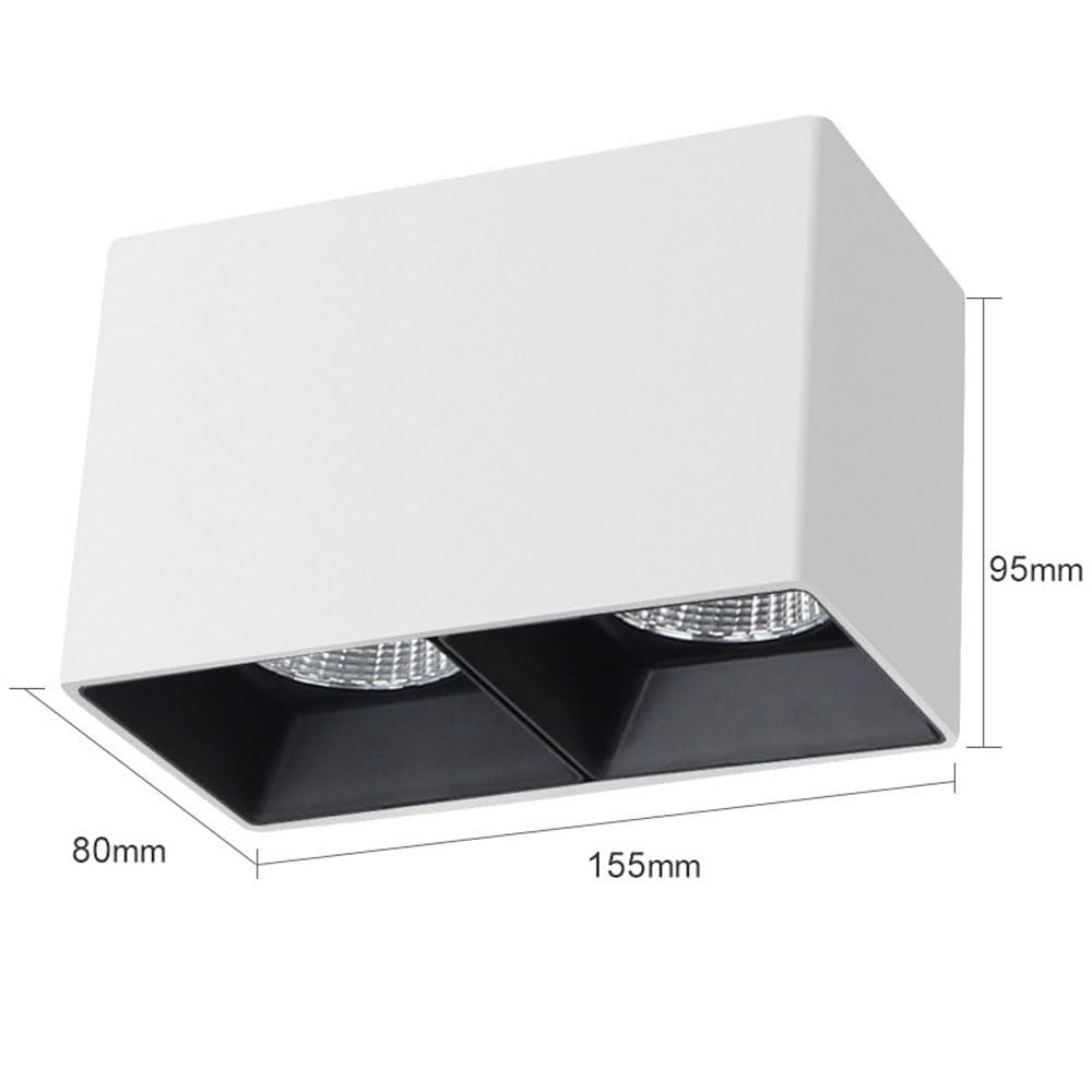 Faretto LED, apparecchio di Illuminazione da soffitto per Interni a 2 luci da 20 W, Rettangolare per Cucina, Soggiorno e Camera da Letto, faretti a Binario Fisso/Lampada d'accento/