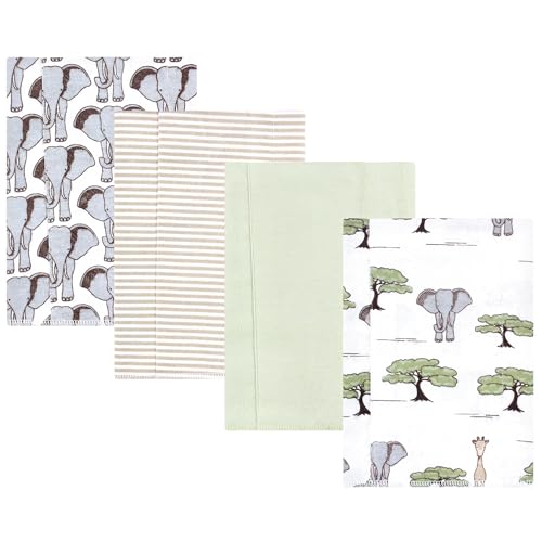 Image of Hudson Baby Cotton Flannel Burp Cloths 4-Pack, Wild Safari Adventures, One Size