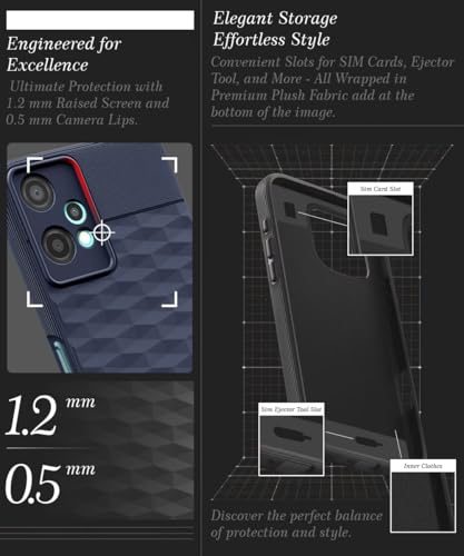 Image of WOW IMAGINE Back Cover for 1+ OnePlus Nord CE 2 Lite 5G with Hexa Cube Design | Ultra Slim Soft Rubberised Case | Inner Velvet Fabric | Matte Silicone Flexible Mobile Case | Camera Protection - Blue