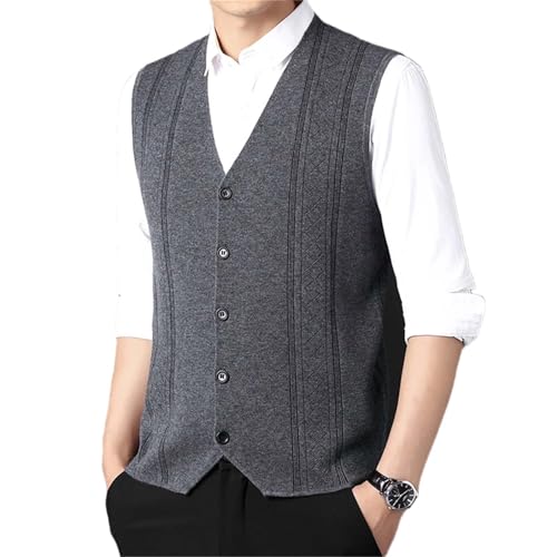 Men's Button Down Knit Vest Slim Fit V Neck Sleeveless Sweater Classic Business Casual Lightweight Top