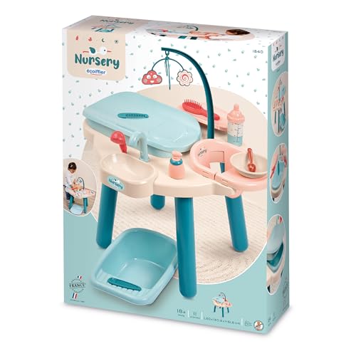 Jouets Ecoiffier - 1840 - Table Nursery + Accessoires - Espace Repas + Change + Baignoire + Pèse-Bébé - Jeu d'Imitation Puériculture - Dès 18 Mois - Fabriqué en France