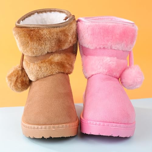 Girl's Solid Snow Boots, Warm Fleece Cozy Non-slip Boots Plush Comfy Outdoor Hiking Shoes Lined Trekking Shoes, Winter4