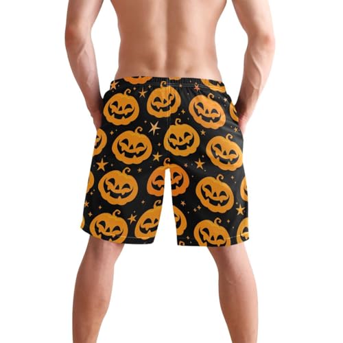 Orange Halloween Pumpkins Star Men's Swim Trunks Beach Shorts Quick Dry Swim Board shorts Bathing Suits S4