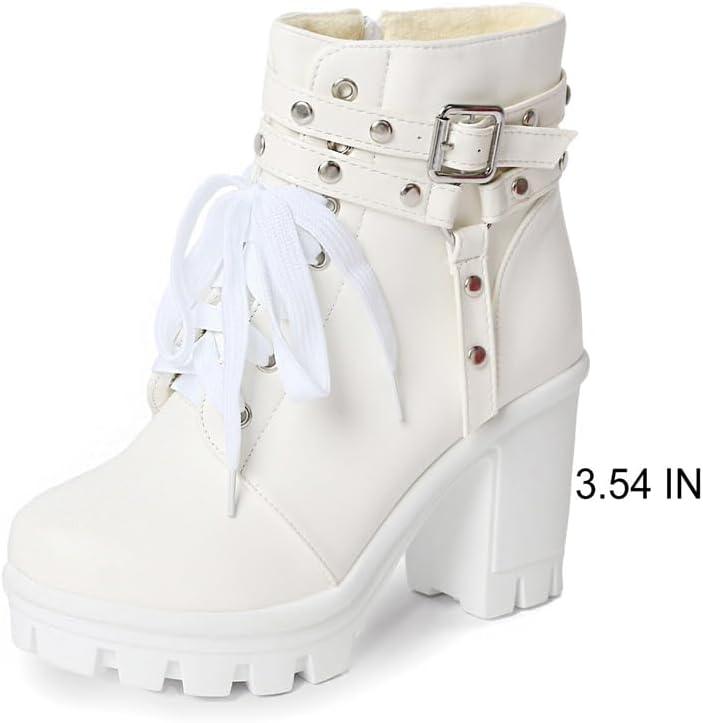 Platform Boots For Women Black Chunky Boot Goth Ankle Booties Bead Lace Lolita Dress Shoes With Zipper - Image 5