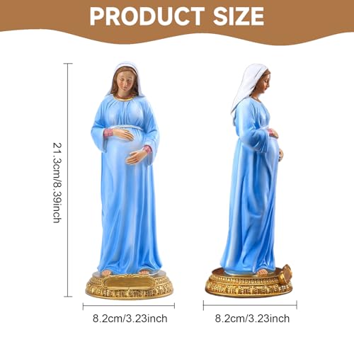 Estatua Virgen María Embarazada 21.3x8.2x8.2 cm Resina miniatura 5