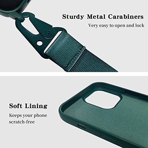 Image of Compatible with iPhone 14 Plus Case with Lanyard Crossbody iPhone Case with Strap Adjustable Shockproof Drop Protection Silicone Phone Cover for iPhone 14 Plus 6.1'' Midnight Green