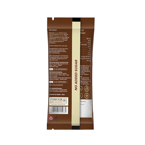 Image of POSHAN Women's Nutrition Hazelnut Protein Bar, 40 g | 8g Protein with 4G Fiber |No Added Sugar, 100% Vegetarian & Gluten-Free| Made with Dates, Ragi and Superfoods| No Trans Fat| Pack of 1