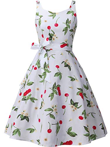 FAIRY COUPLE Robe de soirée rétro rétro à pois pour femme des années 1950 - Rouge - Taille M