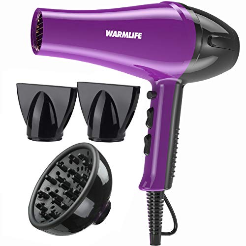 Warmlife Hair Dryers Salon Level AC Motor Blow Dryer with Powerful, Solid, Professional Hair Dryer with Diffuser, 1875w (Purple)