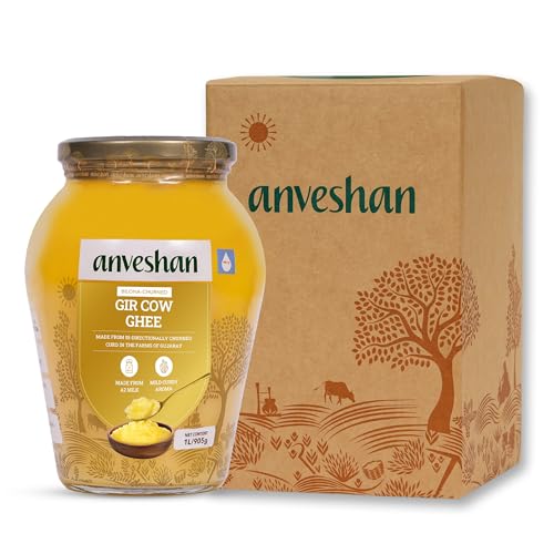 Anveshan A2 Gir Cow Ghee Bilona Method 1Liter, Traditional Bilona Method, Cultured, Immunity Booster, Pure, Natural, Healthy, Fresh, Lactose And Gluten Free Anveshan A2 Gir Cow Ghee Bilona Method 1Liter, Traditional Bilona Method, Cultured, Immunity Booster, Pure, Natural, Healthy, Fresh, Lactose And Gluten Free