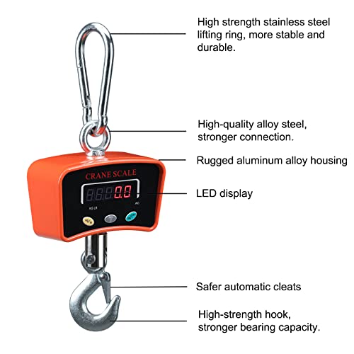 Reshy Digital Crane Scale 1000Lb/500Kg Digital Hanging Scale Industrial Heavy Duty Crane Scale For Farm,Factory,Construction,Hunting(Orange) #TOP2