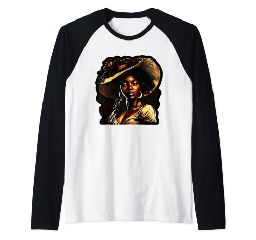 Pintando A Una Mujer Negra Sombrero Con Clase Arte Africano Camiseta Manga Raglan