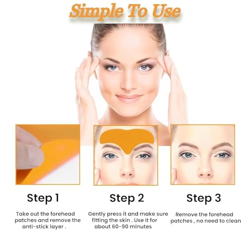 Image of Forehead Wrinkle Patch with Hydrolysed Collagen | Anti-Wrinkle Forehead Pads for Fine Lines & Aging Signs | Face Smoothing Treatment for Men & Women | Pack of 10