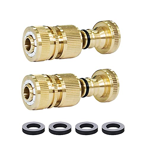 Hqmpc 2 Sets Garden Hose Adapter Drip Irrigation Tubing To Garden Hose Connector Water Hose Connect 1/2 Inch Barb Quick Coupler To 3/4" Ght Female Garden Hose Adapter For 5/8"Id Garden Hose Or Tubing #TOP12