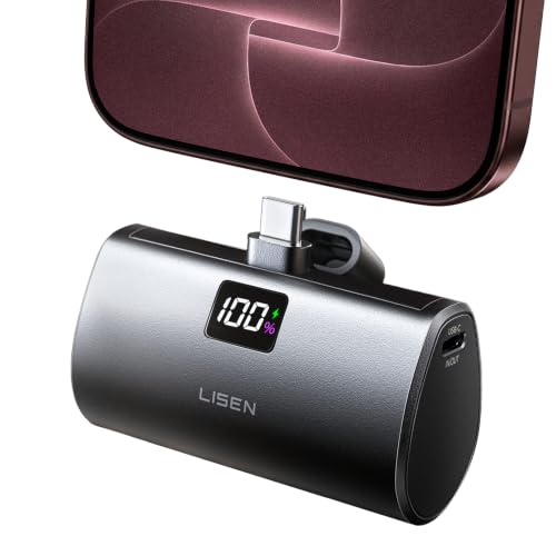 LISEN 6800mAh Mini USB C Portable Charger for iPhone 18 Pro/17/16/15 Capsule Power Bank Small Portable Charger with LED [USB-C Only, Flight-Safe] 22.5W Fast Charging for iPhone 18 Accessories/17/16/15