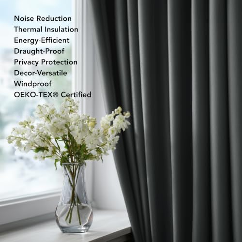 Image of Deconovo Room Darkening Thermal Insulated Blackout Grommet Window Curtains Panels Set of 2 for Living Room Dark Grey 42x63-Inch by Deconovo
