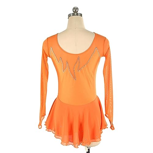 Vestido de Patinação Artística, Temperamento Dedo Manga Linha Strass Competição de Patinação Artísti