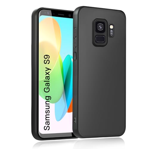 wsiiroon Handyhülle für Samsung Galaxy S9 Hülle Upgraded Kameraschutz Stoßfest Kratzfest Anti-Fingerabdruck Anti-Rutsch Fallschutz Schutzhülle Unterstützt kabelloses Laden für S9 Case (Schwarz)