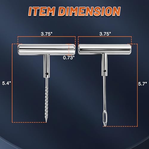 Image of Tire Repair Puncture Tool Kit Heavy Duty Stanless Steel T-Handle Tire Repair Tool-7pcs