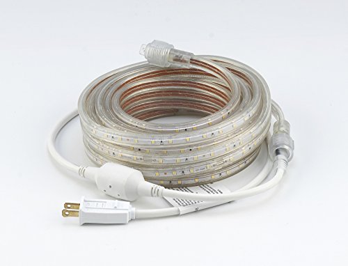 Image of CBconcept UL Listed, 50 Feet, Super Bright 13500 Lumen, 3000K Warm White, Dimmable, 110-120V AC Flexible Flat LED Strip Rope Light, Commercial Grade, Indoor Outdoor use, Ready to Plug n Shine