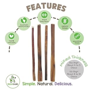 Nature gnaws bully sticks for dogs 11 12 8oz mixed thickness long lasting for aggressive chewers and large dogs natural beef dog chew bones  urban country home decor