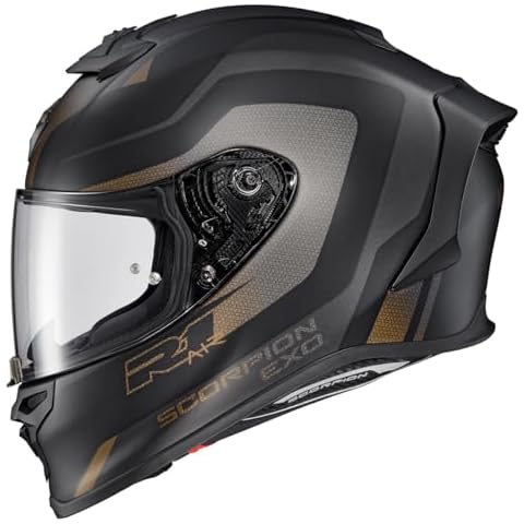ScorpionEXO R1 Air Full Face Adult Motorcycle Helmet with Pinlock Ready Shield and Bluetooth Ready Speaker Pockets DOT ECE Hive (Gold/Black - Large) Cover