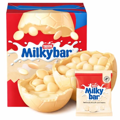 Nestlé Milkybar White Chocolate Easter Egg Includes Milkybar Button Bag Perfect For Easter Egg Hunt School Offices Gift For Kids & Adults