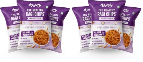 Image of Troovy Healthy Masala Ragi Chips | Tasty & High Protein Snacks | 30% Of Protein Needs | No Palm Oil, Cholesterol or Trans Fats | 70g (Pack of 6)