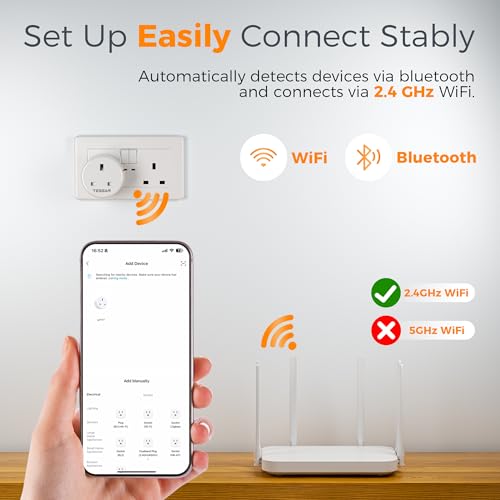 Smart Plug Timer, TESSAN Wifi Plug that Work with Alexa, Energy Monitoring, Voice Control, WiFi APP Wireless Remote Control, Timer Function, Surge Protection, 2,4GHz Wi-Fi, 13A - Image 4