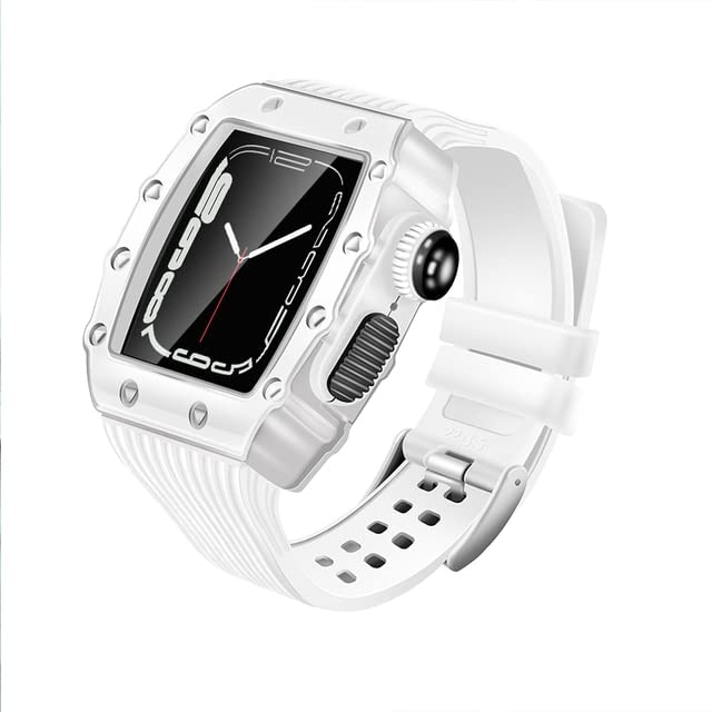 Coque de protection acier Apple Watch 7 et bracelet caoutchouc anti-choc 45 mm