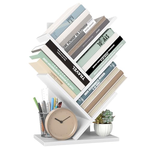 VASAGLE Custos Kollektion - Bücherregal Baumform, Standregal, Eckregal platzsparend, Aufbewahrungsregal, Schlafzimmer, Wohnzimmer, Homeoffice, 17,2 x 30 x 51 cm, wolkenweiß LBC183T14