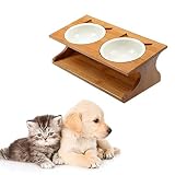 Hearthrousy Hundenapf Fressnapf Katzenapf Katze Schüssel Edelstahl Doppel Napf Haustier Katze Esstisch Bambus Keramik Haustierschalen