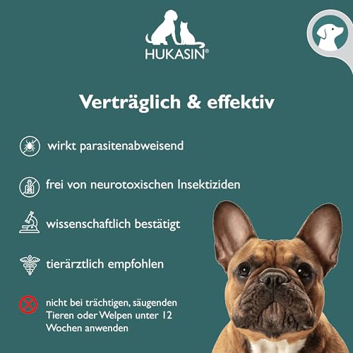 Hukasin® Spot On Hund - Zecken- und Floh Schutz - langanhaltender Zeckenschutz Hund & Flohmittel Hund bis zu 12 Wochen