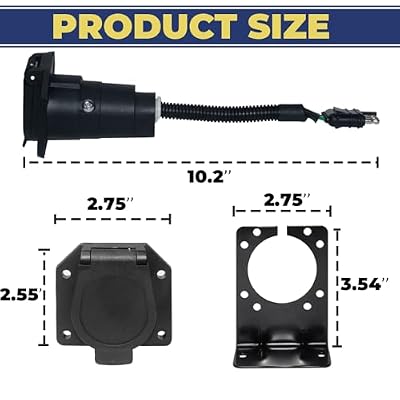 BFXM 4 Pin Flat to 7 Pin RV Blade Trailer Adapter, Vehicle-Side 4 Way to Trailer-Side 7 Way with Mounting Bracket, for Recreational Vehicle, Trailer, Truck