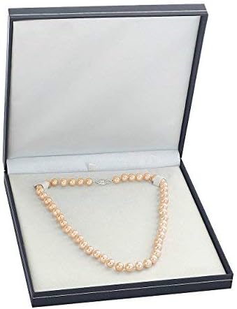 The Pearl Source 8-9mm AAA Quality Round Peach Freshwater Cultured Pearl Necklace for Women in 17" Princess Length