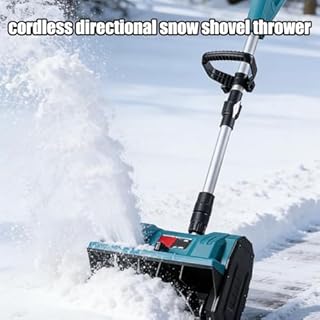Brushless Snow Shovel Compatible with 21v Battery, 12” Cordless Snow Blower Electric Power Snow Thrower with Battery & LED Light, Adjustable Direction & Handle for Deck Patio Sidewalk (1*Battery)