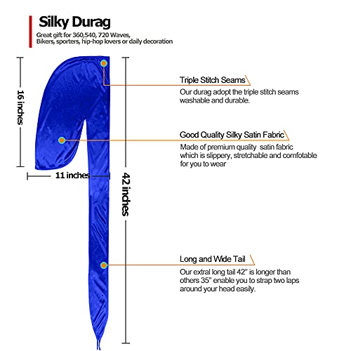 ASKNOTO 6 Pcs Silky Durag Headwraps Dorag for Men Women Waves, Durags Pack with Long Tail and Wide Straps, 6 Colors