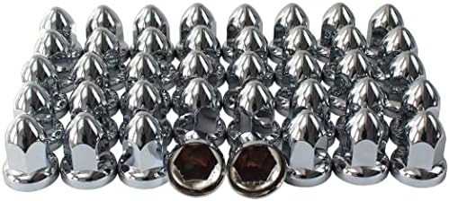 KASONG 33mm Chrome ABS Plastic Lug Nut Covers Caps with Flange Push on Bullet for Semi Truck (40)