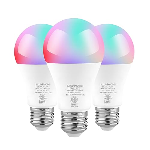 ILLUMAXINF Smart Light Bulbs 3 Pack - WiFi & Bluetooth Color Changing LED Bulbs, 800LM 60W Equivalent, Dimmable Compatible with Alexa & Google Home, 16 Million Colors for Bedroom/Party/Home Decor