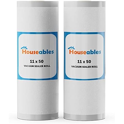 Houseables Vacuum Sealer Bags, Vacuum Sealer Rolls, Food Saver Roll, Vacuum Seal Roll, 11 Inch, Food Saver Bag Rolls, Sous Vide Bags, Vacuum Seal Bags, Vacuum Bags For Food, Food Sealer Bags, 50’ x2PK Cover